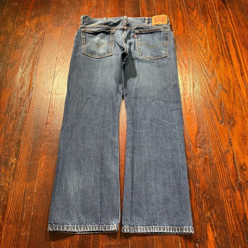Levis 517 Jeans‎ Mens 38x30 Blue Dark Wash Bootcut Fade Whiskers Cowboy Western
